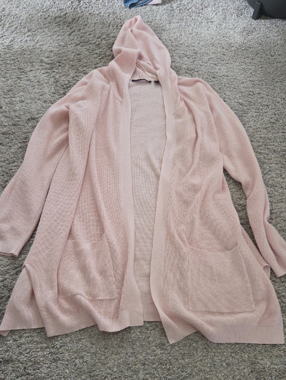 Cyrus Blush Pink Hooded Open-Front Cardigan